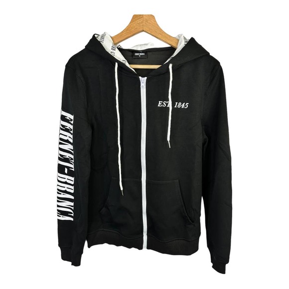 Fernet Branca Other - Fernet Branca Milano Mens Size Medium Zip Up Hoodie Jacket Black Spell Out Logo